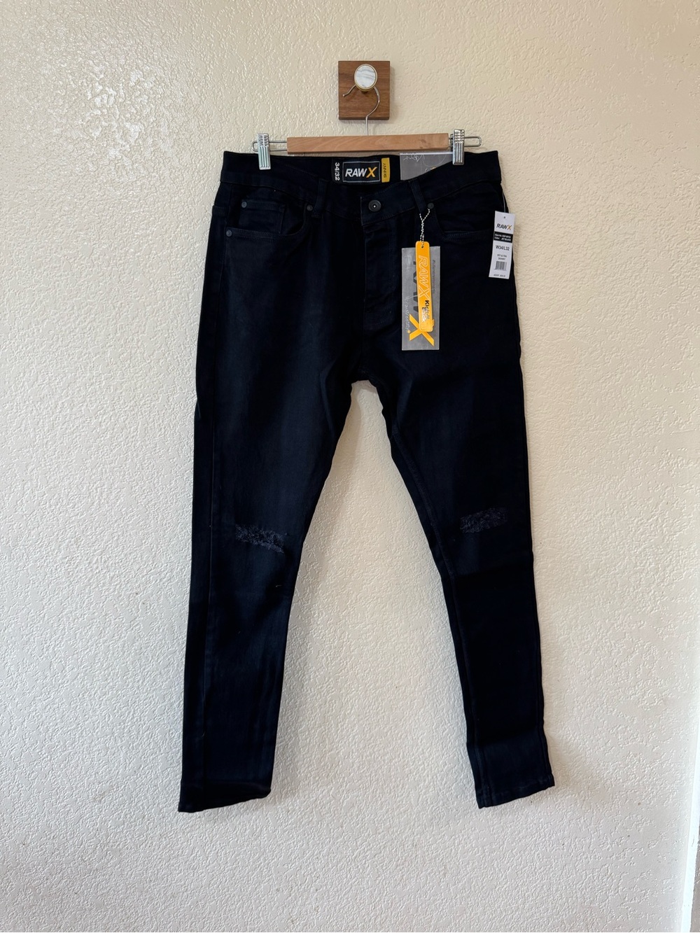 NWT Raw X Men’s Ultra Skinny Jet Black Jeans 34x32
